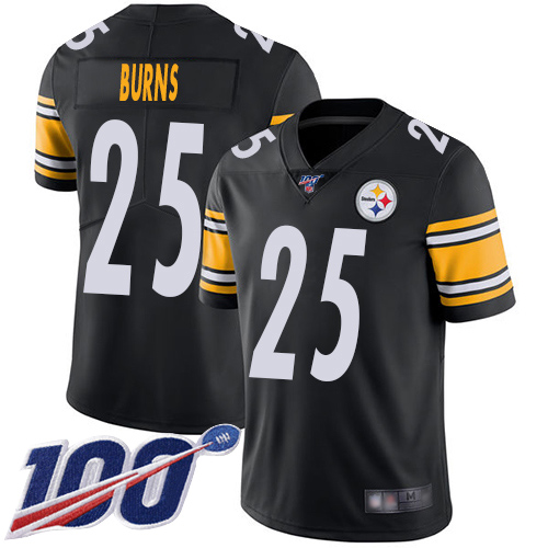 Men Pittsburgh Steelers Football 25 Limited Black Artie Burns Home 100th Season Vapor Untouchable Nike NFL Jersey